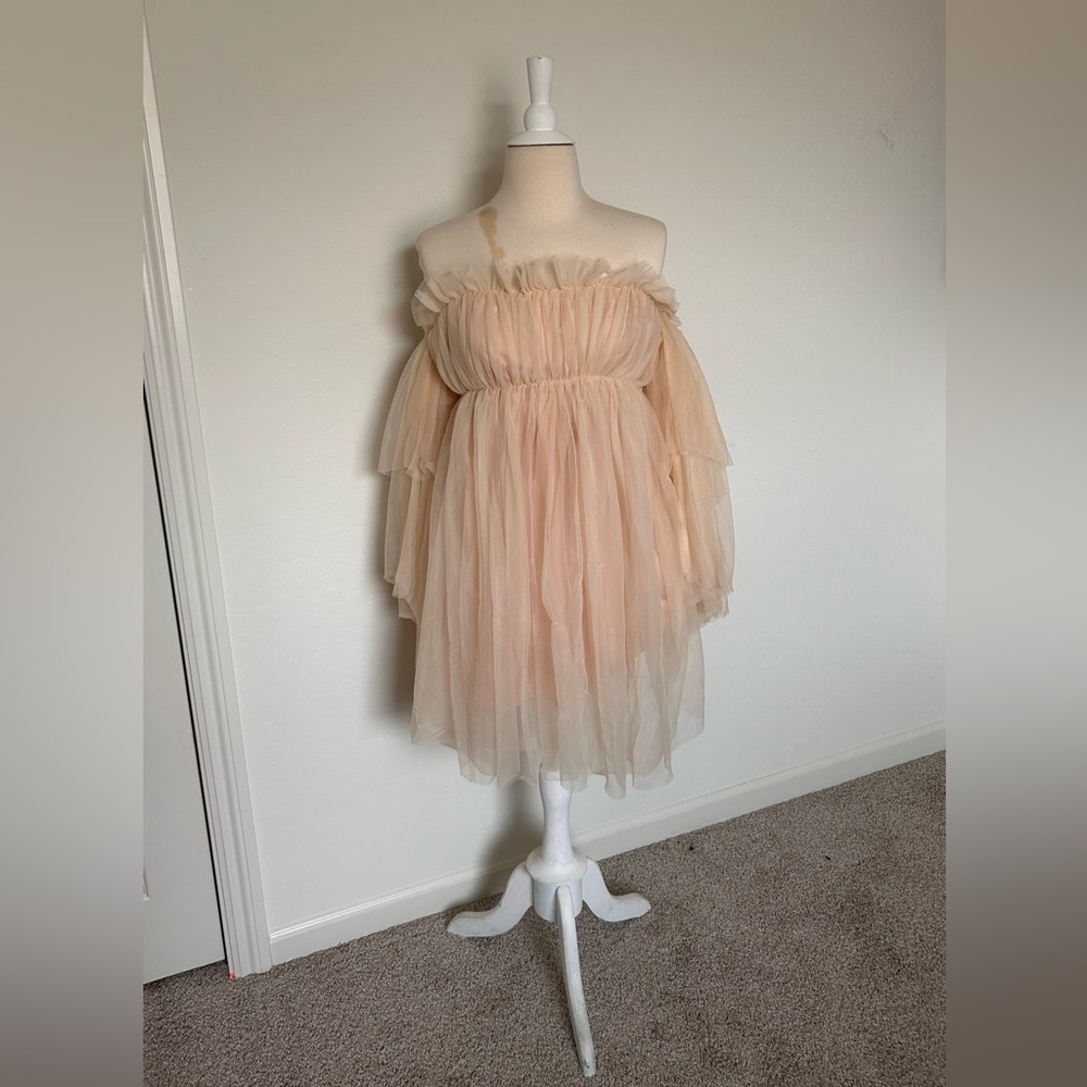 SHEIN Peach Off-Shoulder Formal Dress
